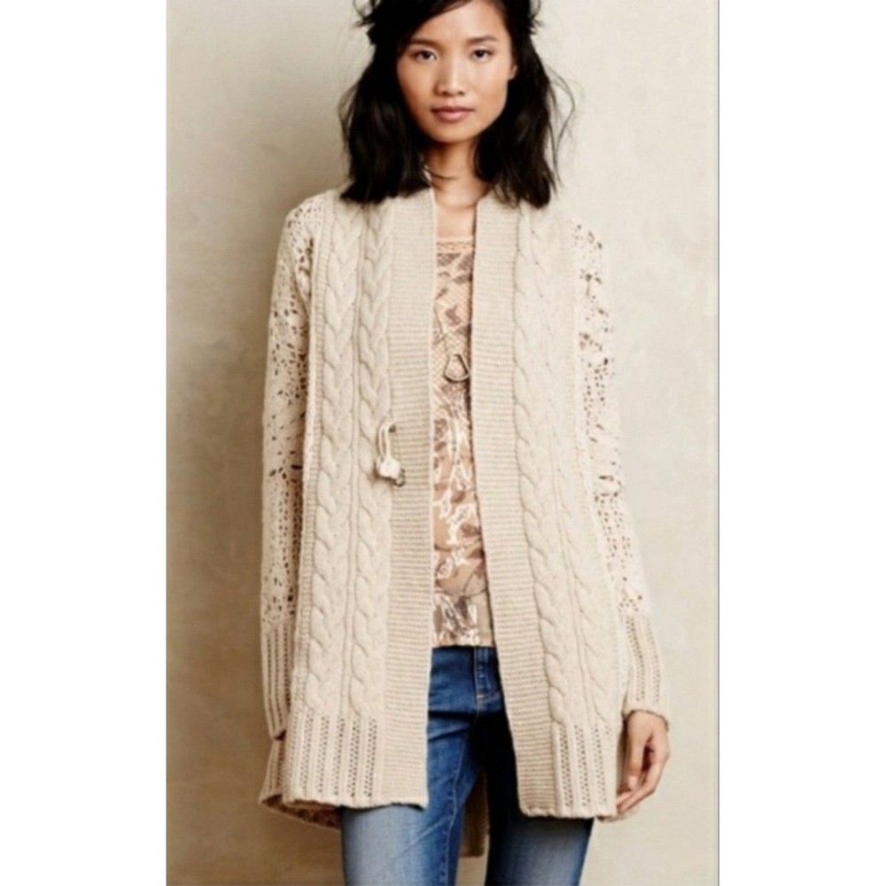 Anthropologie Angel of the North Handknit Star Stitch Cartigan Sweater S…